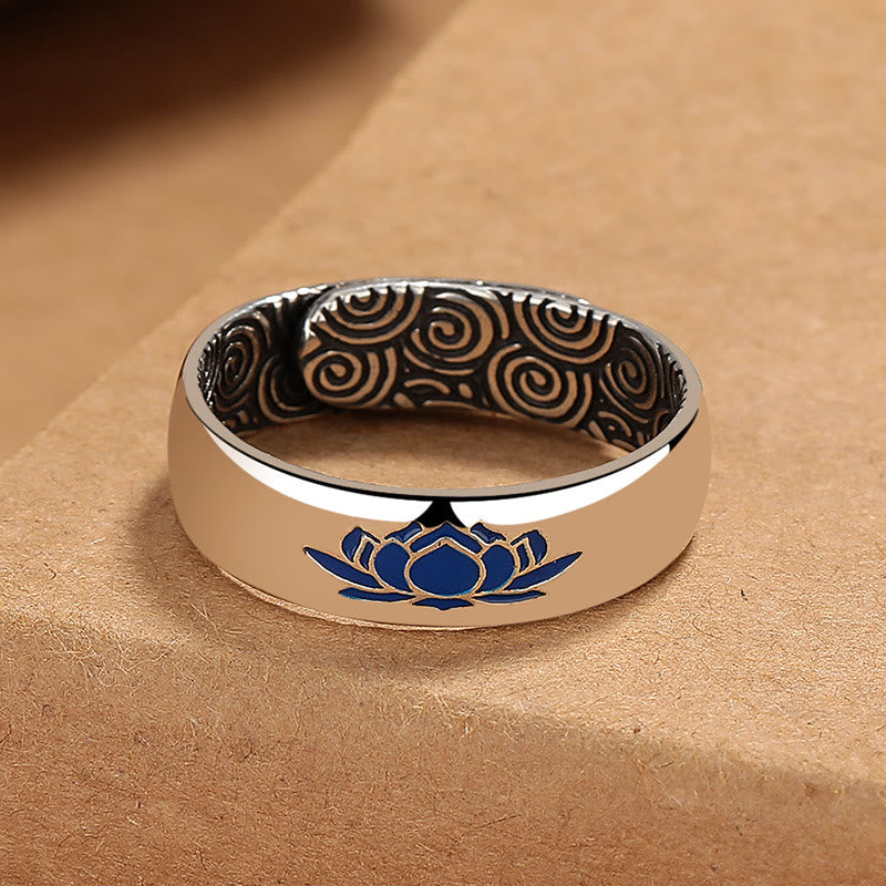 ATELIER-TIBET – Bague Lotus en Cuivre Pur – Anneau Réglable 6 mm – Symbole d’Éveil & d’Harmonie