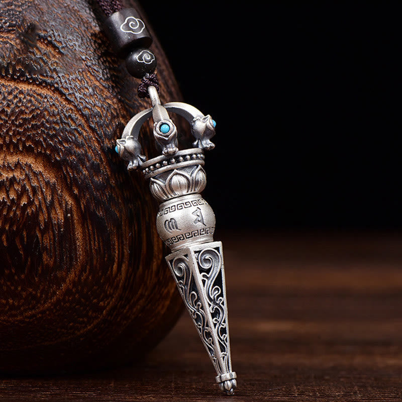 ATELIER-TIBET – Collier Om Mani Padme Hum avec Dorje Vajra Tibétain en Cuivre