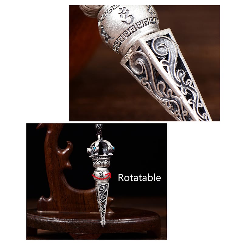 ATELIER-TIBET – Collier Om Mani Padme Hum avec Dorje Vajra Tibétain en Cuivre