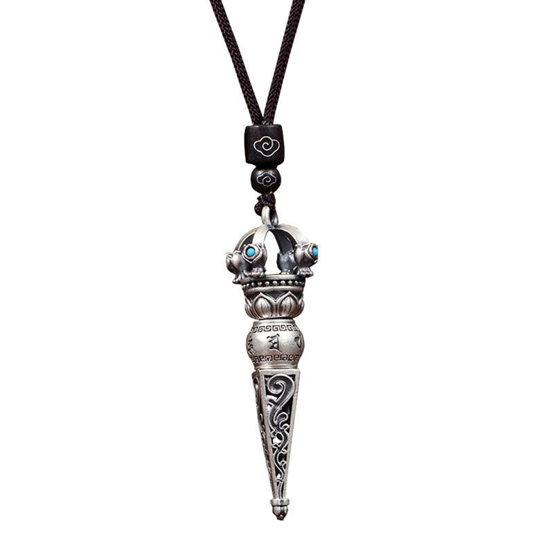 ATELIER-TIBET – Collier Om Mani Padme Hum avec Dorje Vajra Tibétain en Cuivre
