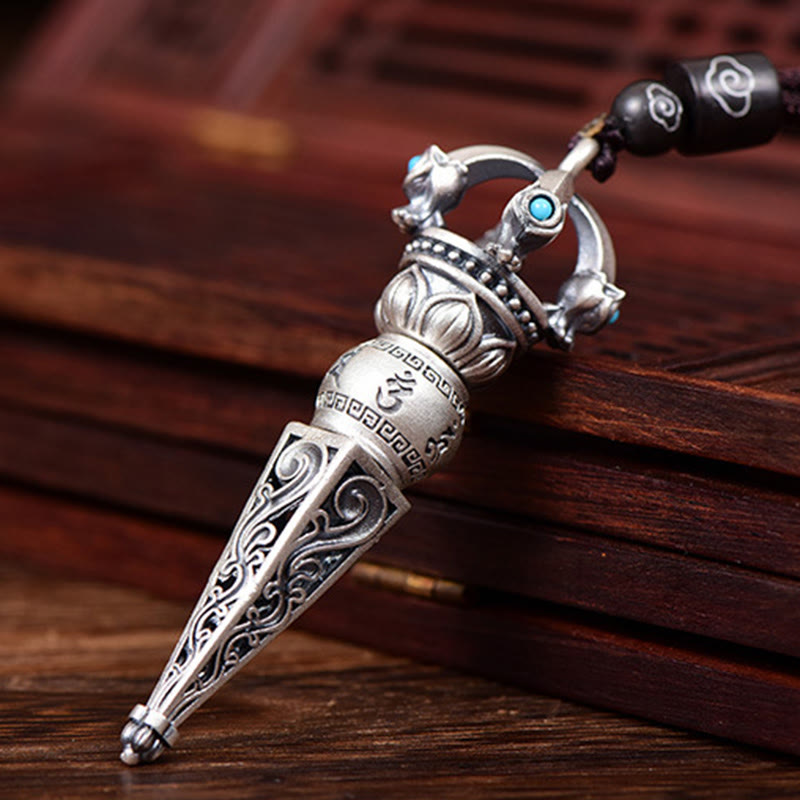 ATELIER-TIBET – Collier Om Mani Padme Hum avec Dorje Vajra Tibétain en Cuivre