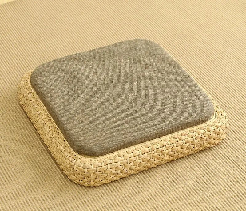 ATELIER-TIBET – Coussin “TatamiSerenity” en Paille Naturelle – Assise Sol & Méditation Zen