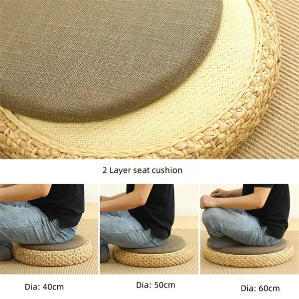 ATELIER-TIBET – Coussin “TatamiSerenity” en Paille Naturelle – Assise Sol & Méditation Zen