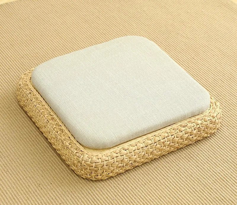ATELIER-TIBET – Coussin “TatamiSerenity” en Paille Naturelle – Assise Sol & Méditation Zen
