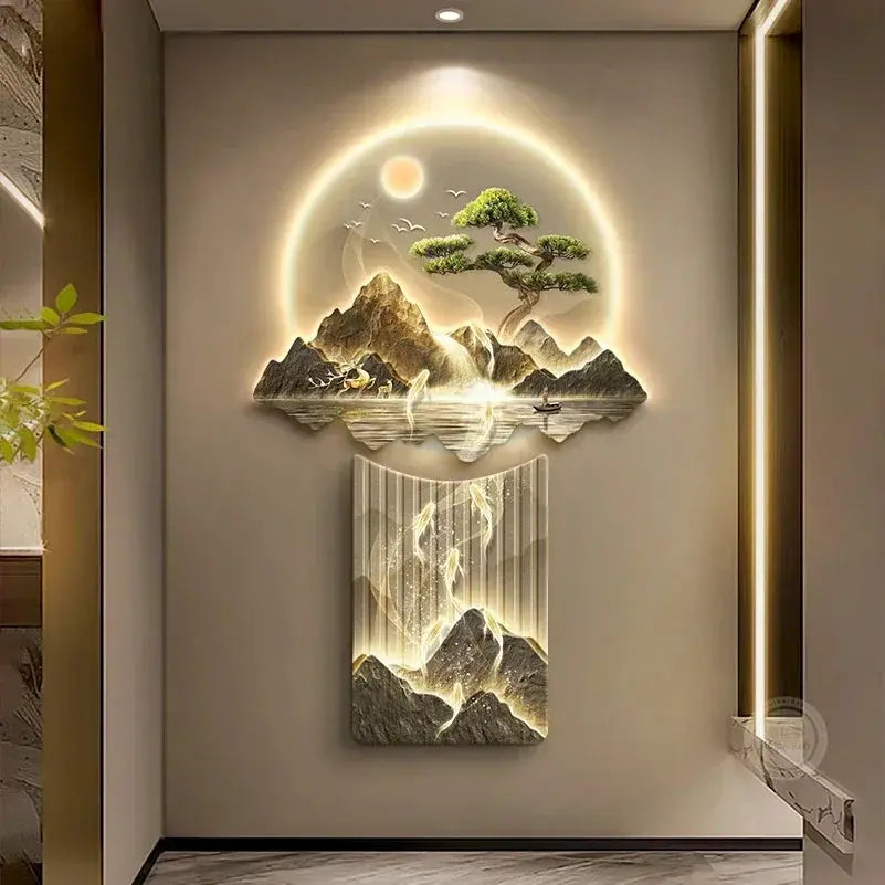 ATELIER-TIBET – Décoration Murale Japonaise Lumineuse Zen aux Poissons
