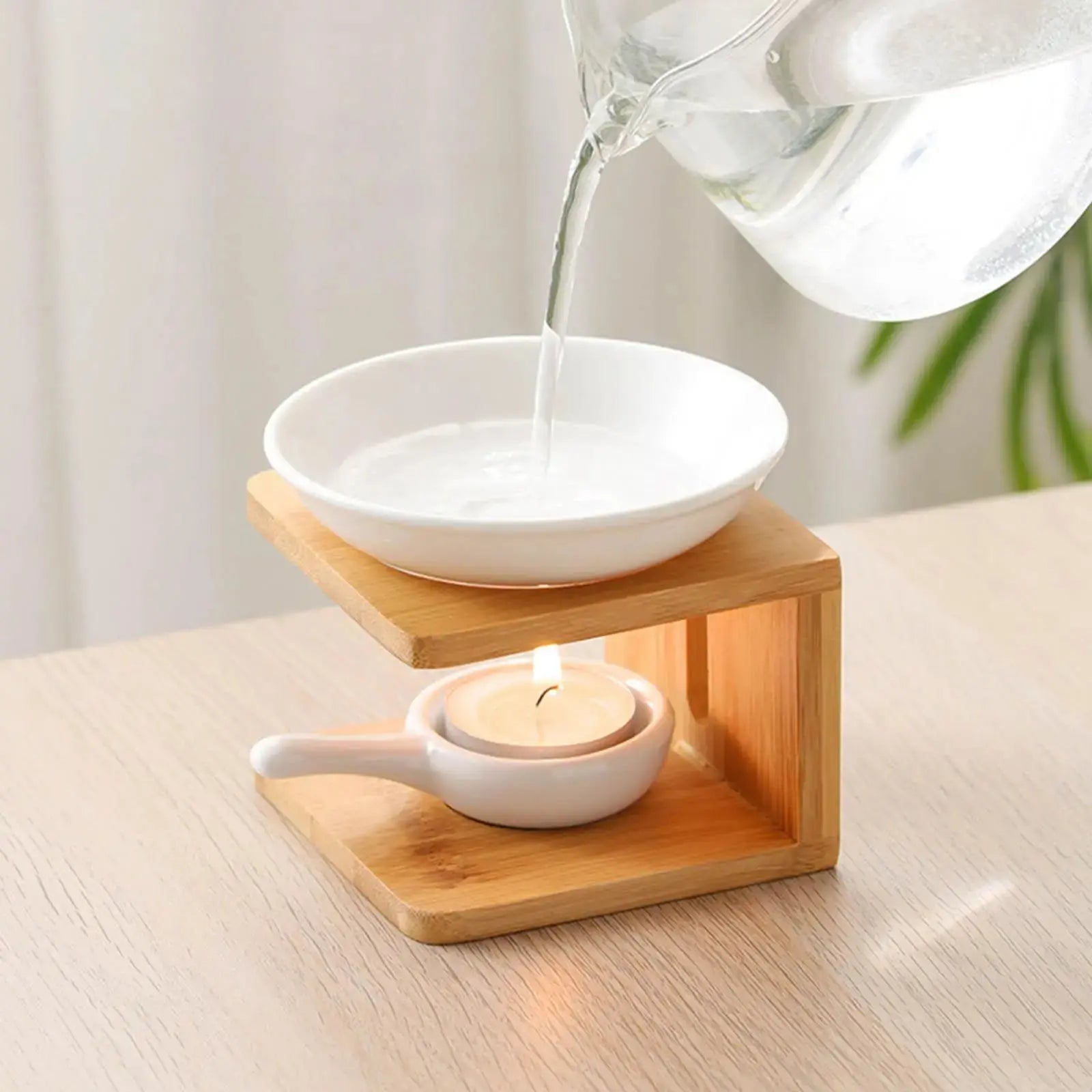 ATELIER-TIBET Diffuseur à Chaleur Douce en Bois et Céramique – Élégance Naturelle & Parfum Subtil