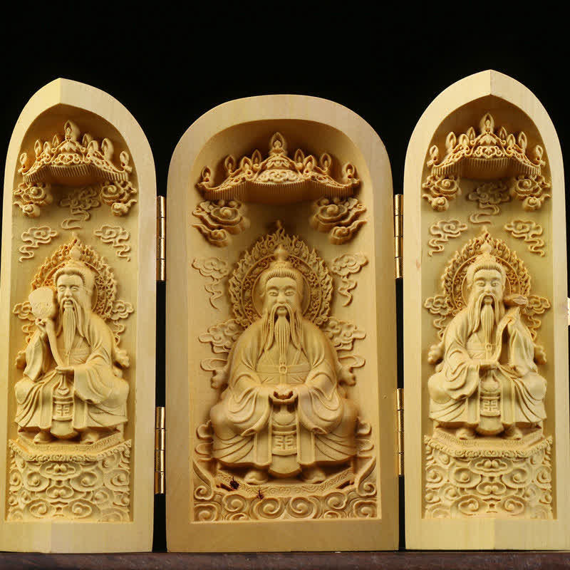 ATELIER-TIBET Autel Spirituel Sculpté en Bois de Buis pour Méditation et Prière