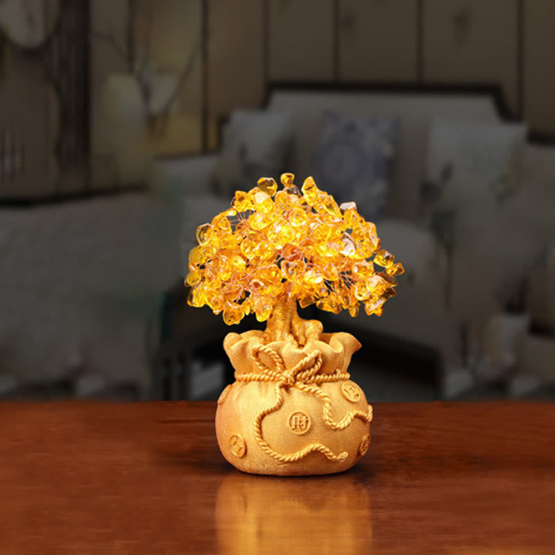 ATELIER-TIBET Citrine naturelle Ornement de pierre précieuse pour arbre à argent - Feng Shui pour la prospérité