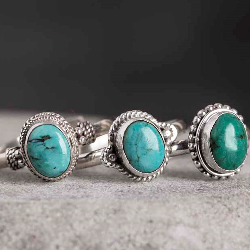 ATELIER-TIBET – Bague Sagesse en Turquoise Naturelle & Argent Sterling 925 – Ajustable Unisexe