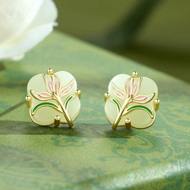 ATELIER-TIBET – Collier Papillon & Trèfle en Jade Hetian Naturel