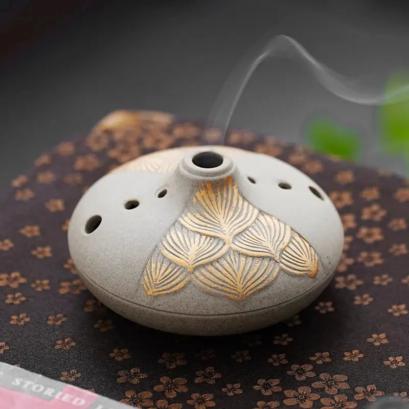 ATELIER-TIBET – Brûleur d’Encens Japonais Vintage en Céramique, Art Zen & Rituel
