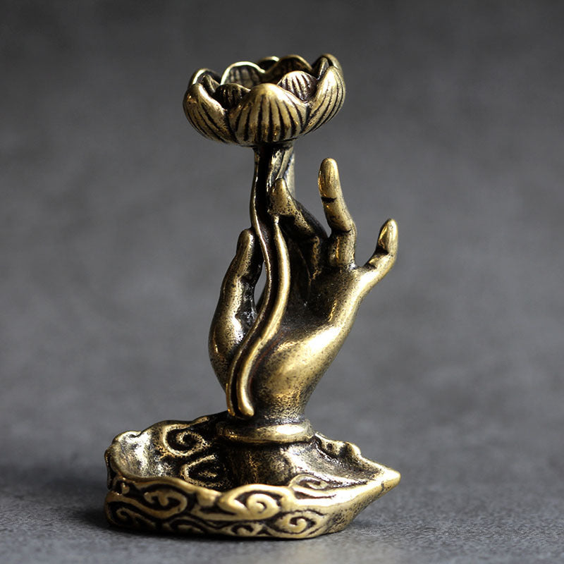 ATELIER-TIBET Encensoir « Main de Bouddha » en Cuivre – Objet Zen & Élégance Spirituelle