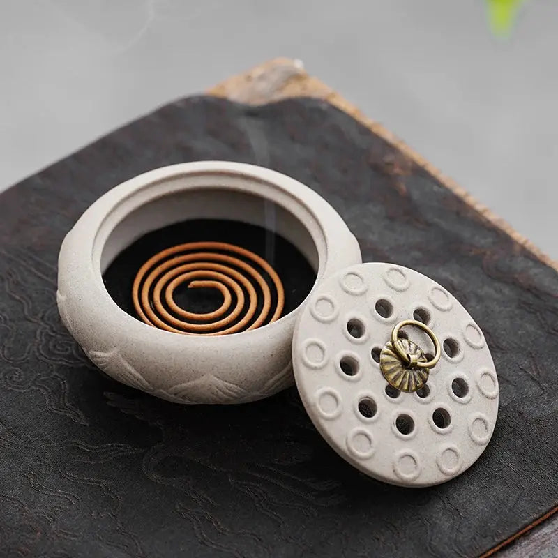 ATELIER-TIBET – Brûleur d’Encens Japonais Vintage en Céramique, Art Zen & Rituel