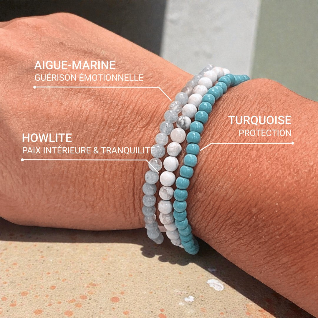 ATELIER-TIBET – Ensemble Océan de Bien-Être en Turquoise, Howlite & Aigue-Marine