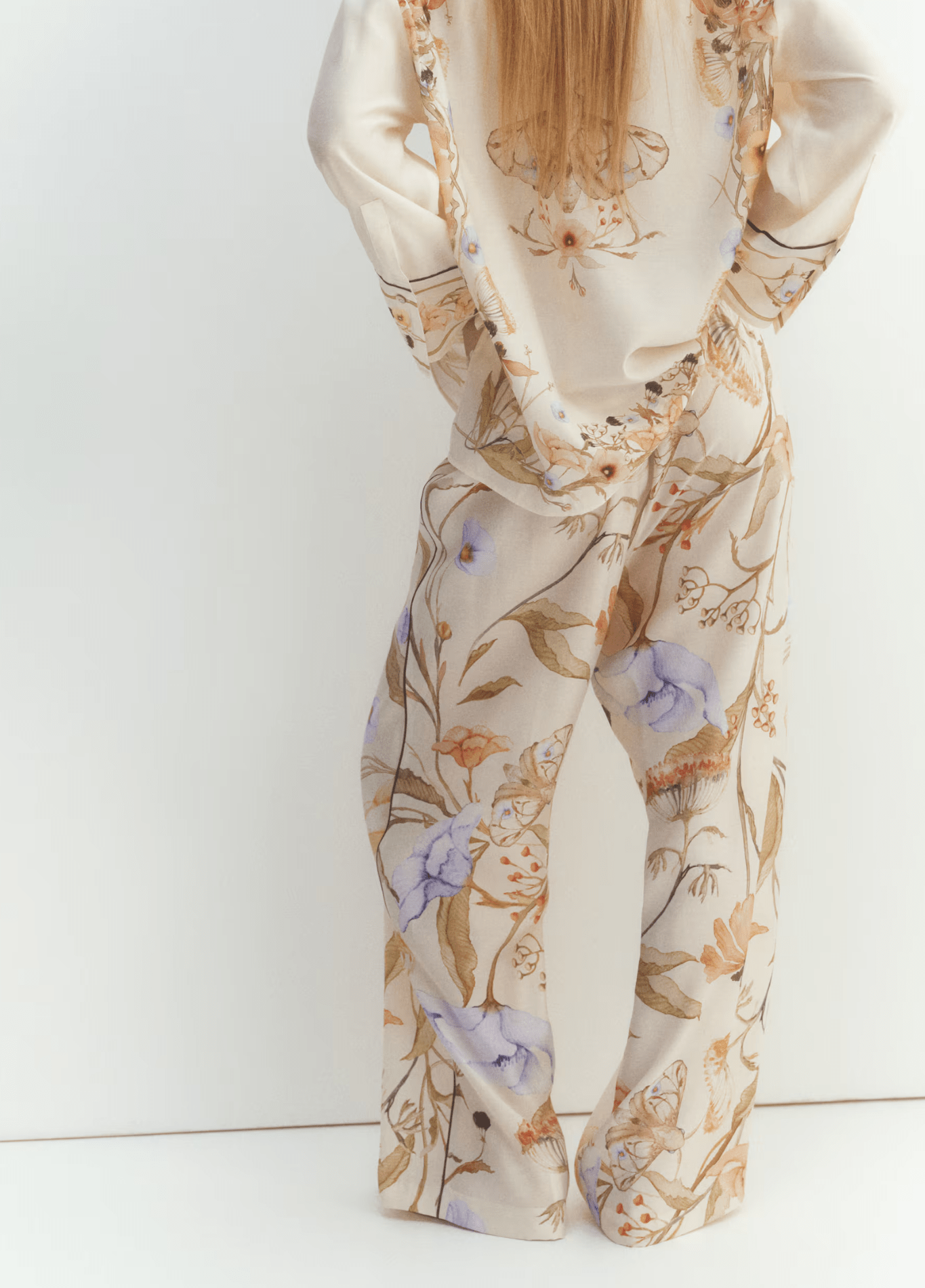 Ensemble kimono femme motif pivoine blanc – Magnolia (pantalon seul)