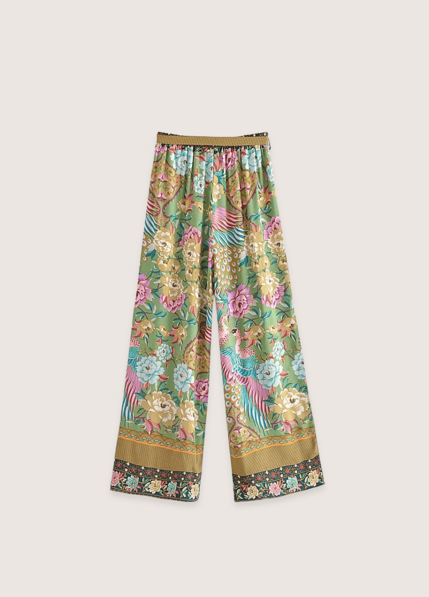 Ensemble kimono femme coton motif pivoine pistache