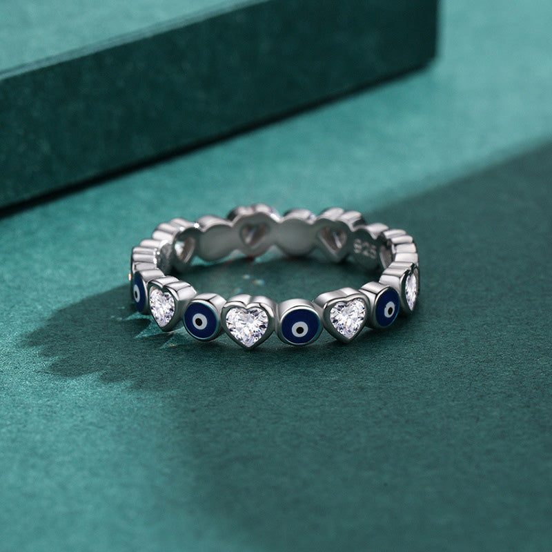 ATELIER-TIBET Bague Cœur & Œil Protecteur Argent 925