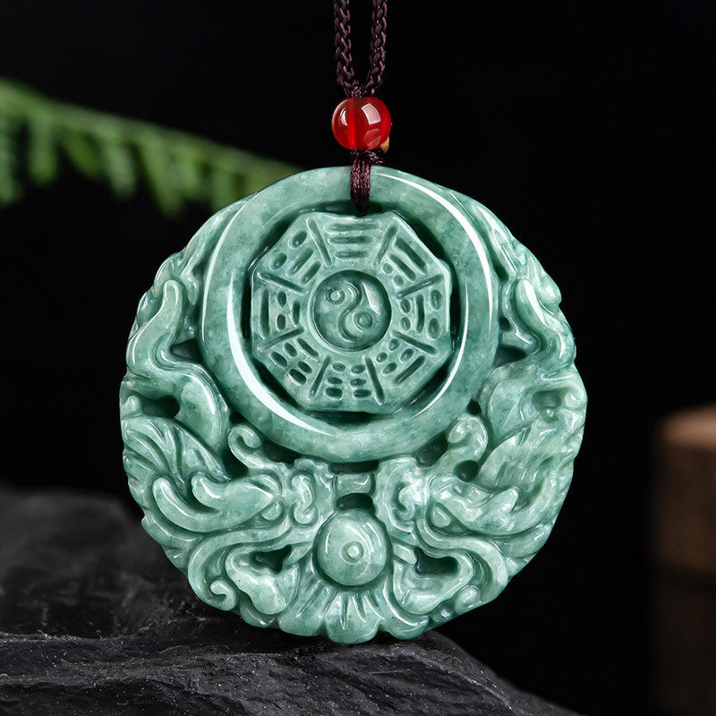 ATELIER-TIBET – Collier Dragon Yin Yang en Jade Naturel