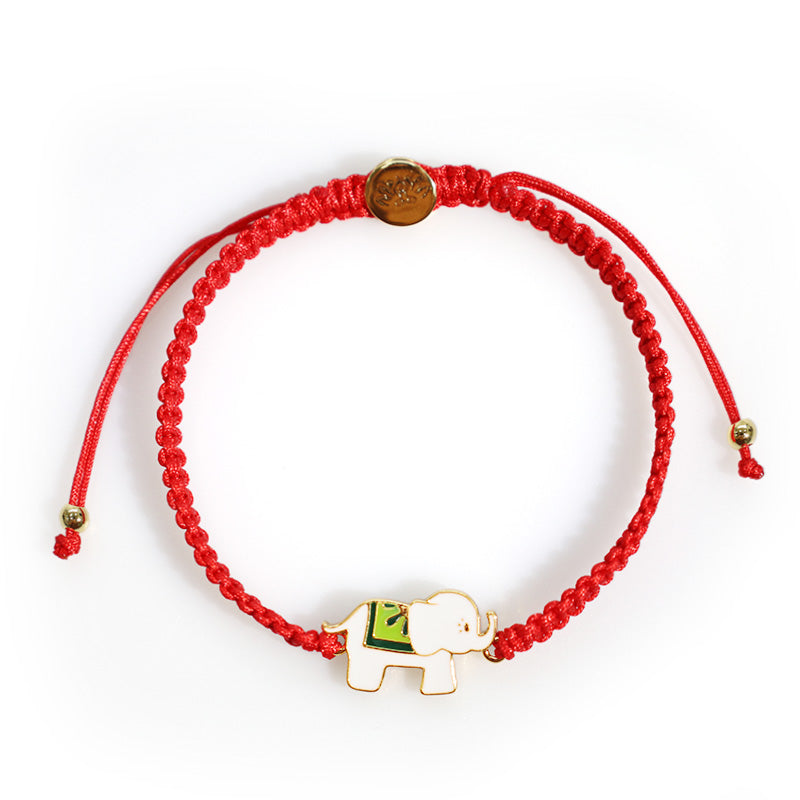 ATELIER-TIBET Bracelet Éléphant Argent 925 & Cordon Rouge Ajustable