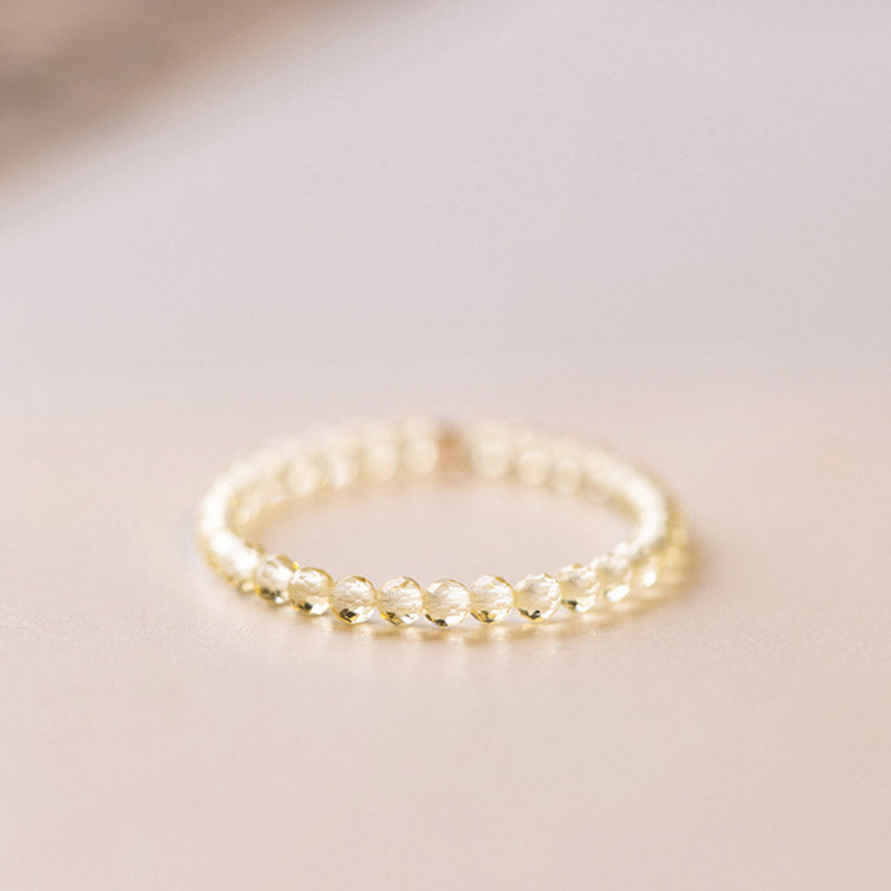 ATELIER-TIBET – Bague Prospérité en Citrine Naturelle – Plaqué Or 14 Carats – Anneau Lumineux Unisexe