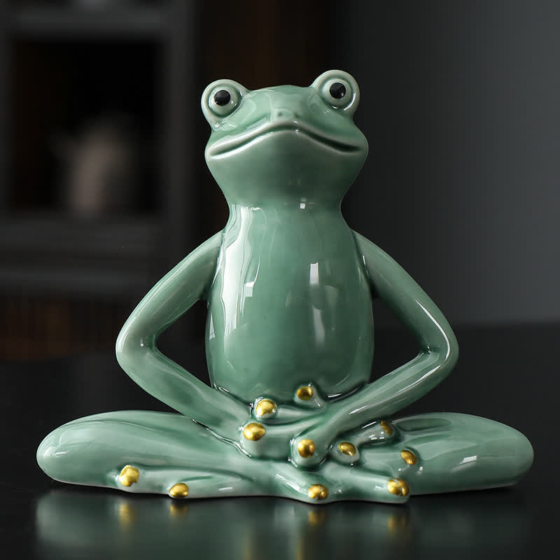 ATELIER-TIBET Statue décorative en céramique représentant une grenouille zen en méditation