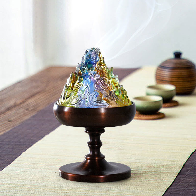ATELIER-TIBET – Brûleur d’Encens Montagne Cristal Liuli – Méditation & Énergie Apaisante