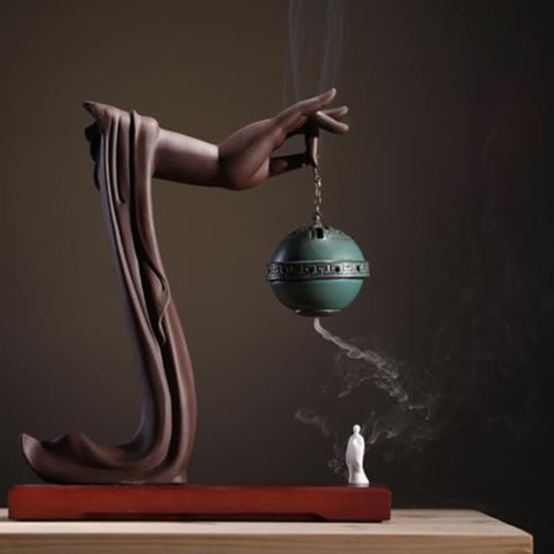 ATELIER-TIBET Tibetan Lotus Ceramic Incense Burner for Meditation and Rituals