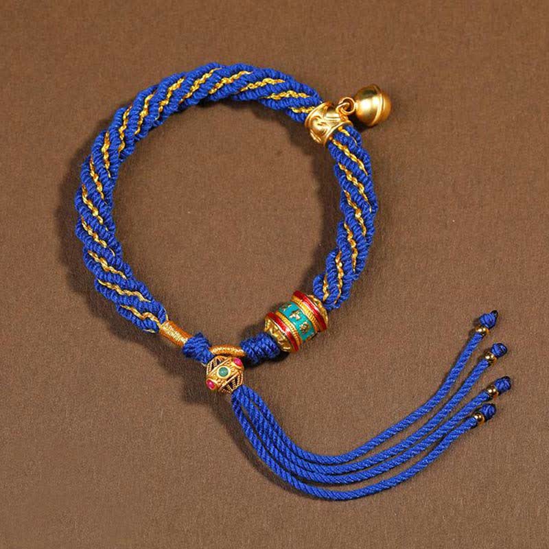ATELIER-TIBET – Bracelet de Prière Tibétain Thangka en Fil Rouge, Protection & Chance