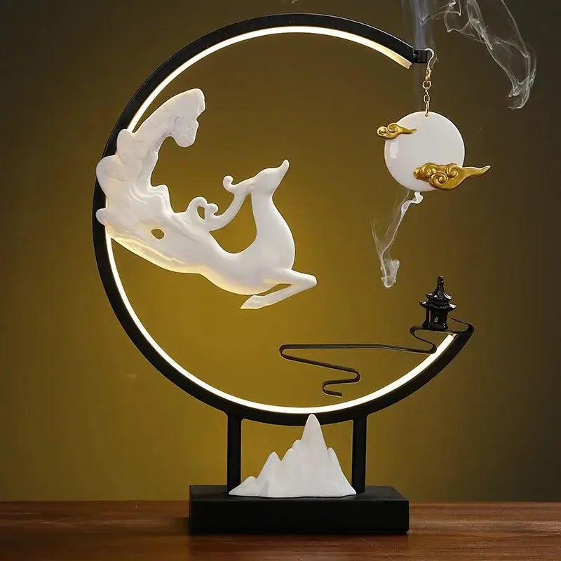 ATELIER-TIBET – Clair de Silence · Porte-Encens LED Lune & Montagne
