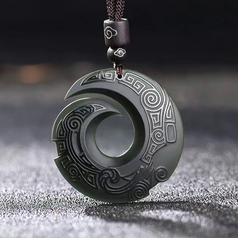 ATELIER-TIBET – Collier Boucle de la Paix en Jade Hetian Cyan Naturel
