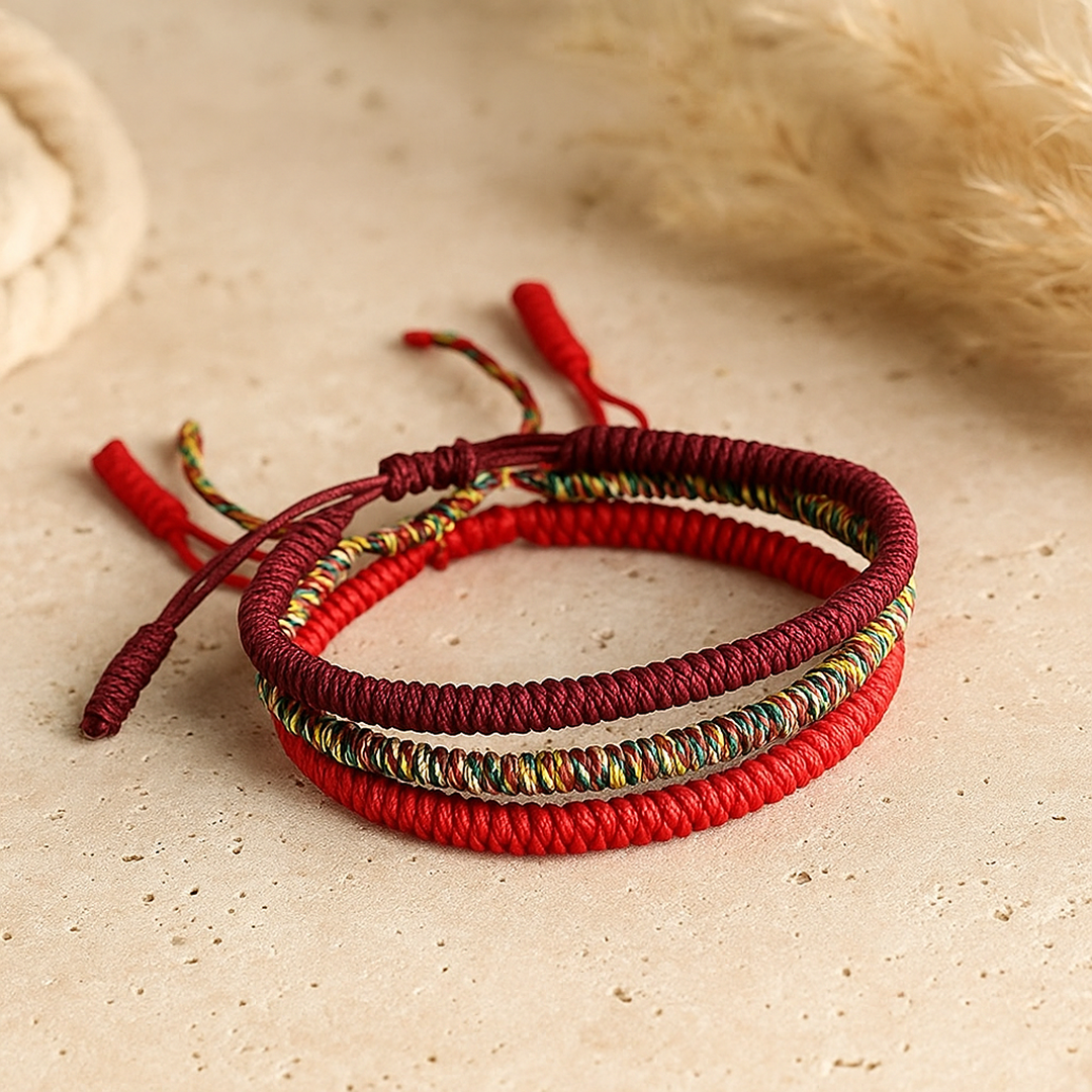 ATELIER-TIBET – Trio de Bracelets Tibétains Porte-Bonheur