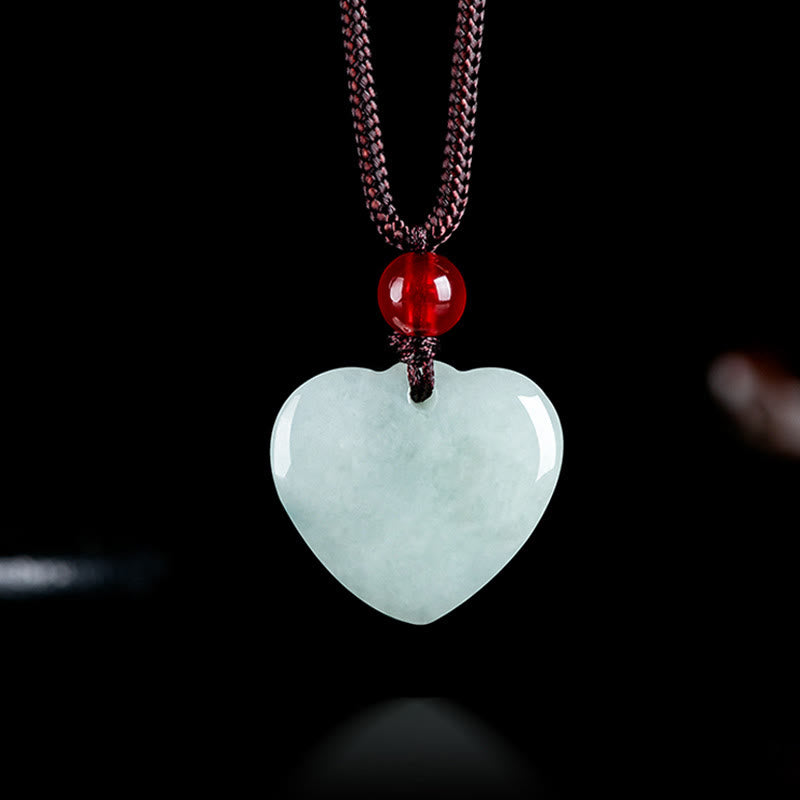 ATELIER-TIBET – Pendentif Cœur en Jade Naturel, Symbole de Prospérité et d’Harmonie