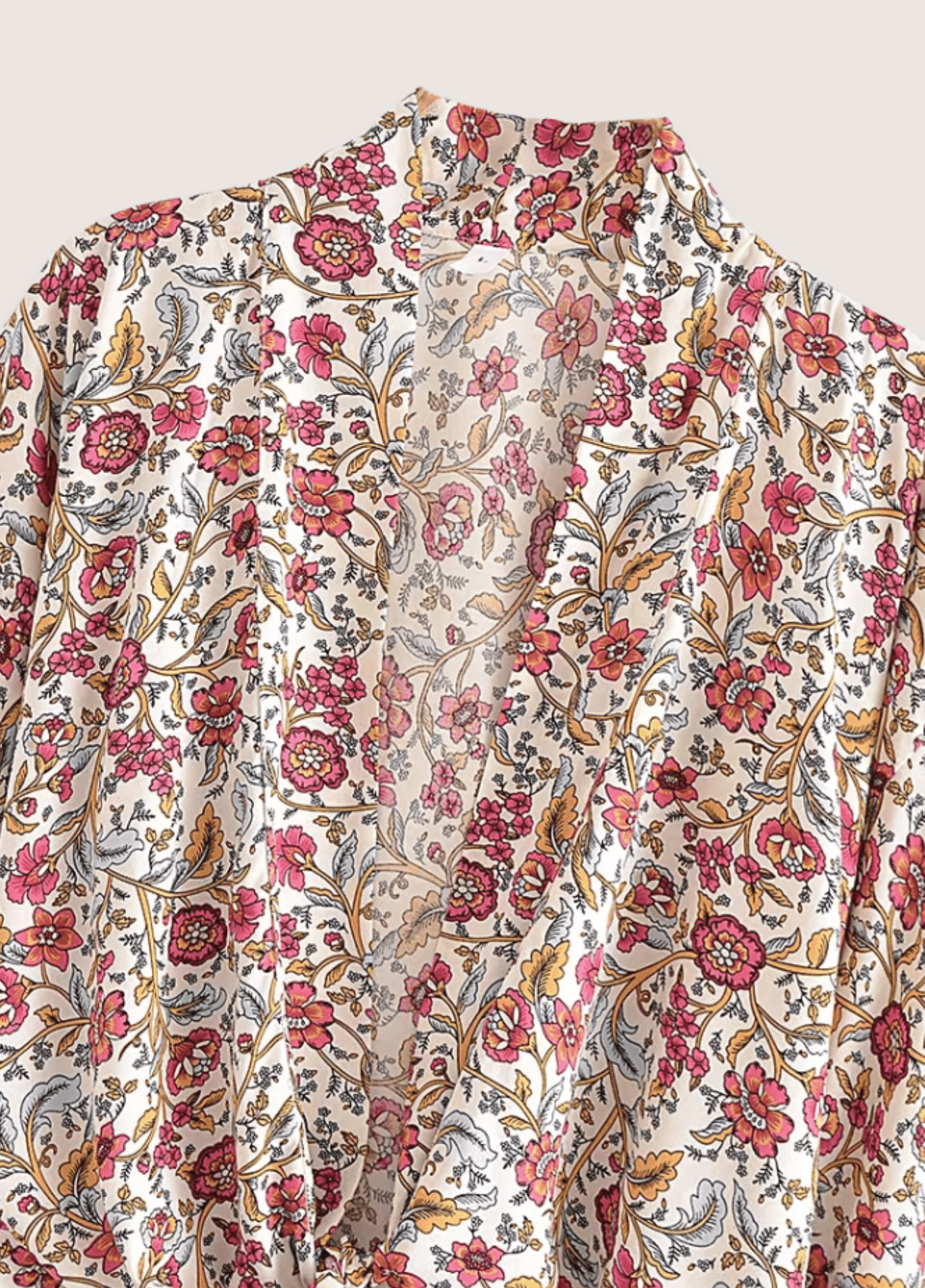 Kimono court femme coton floral beige – Jardin de Perse