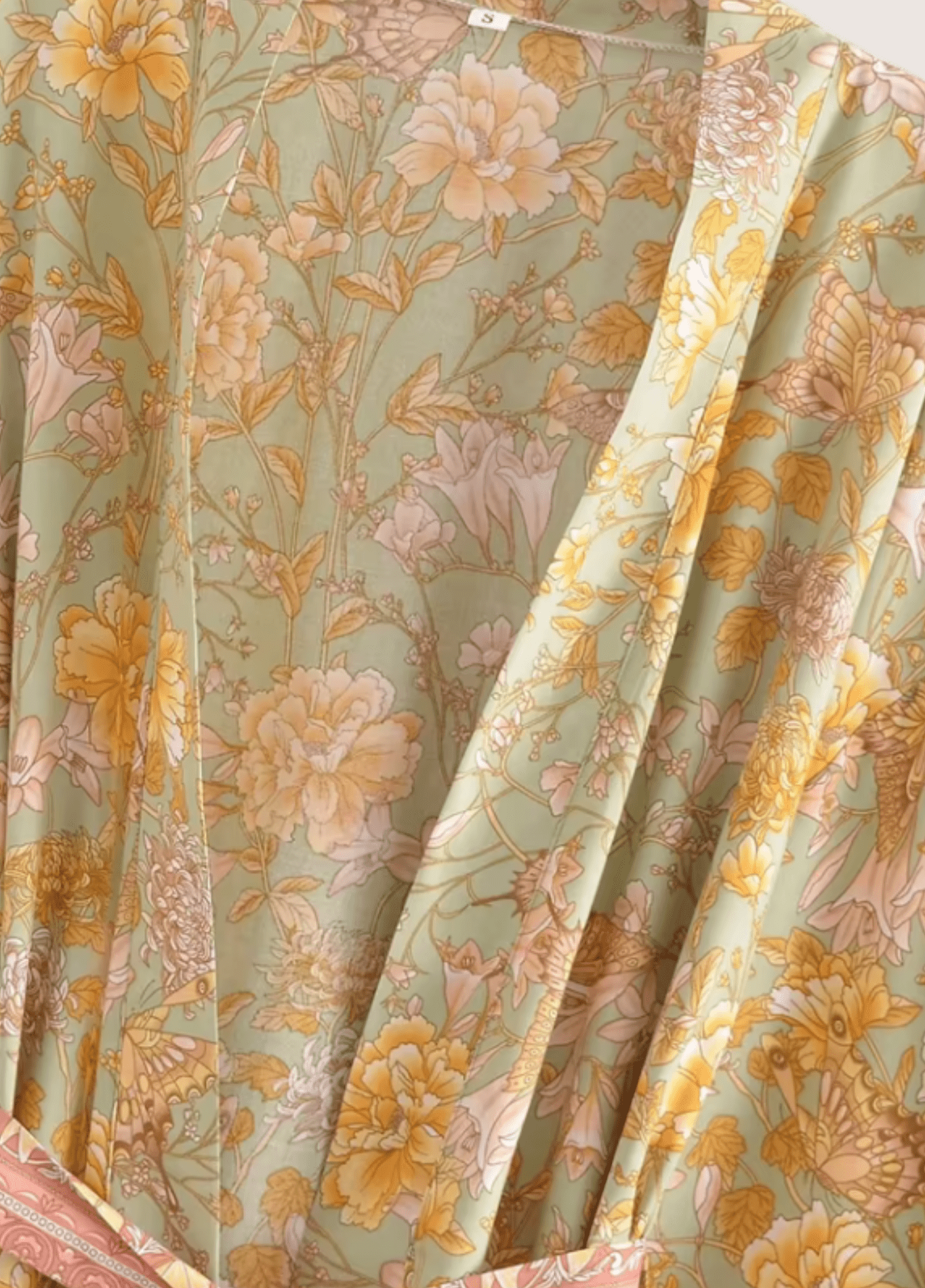 Kimono court femme floral jaune – Aurore