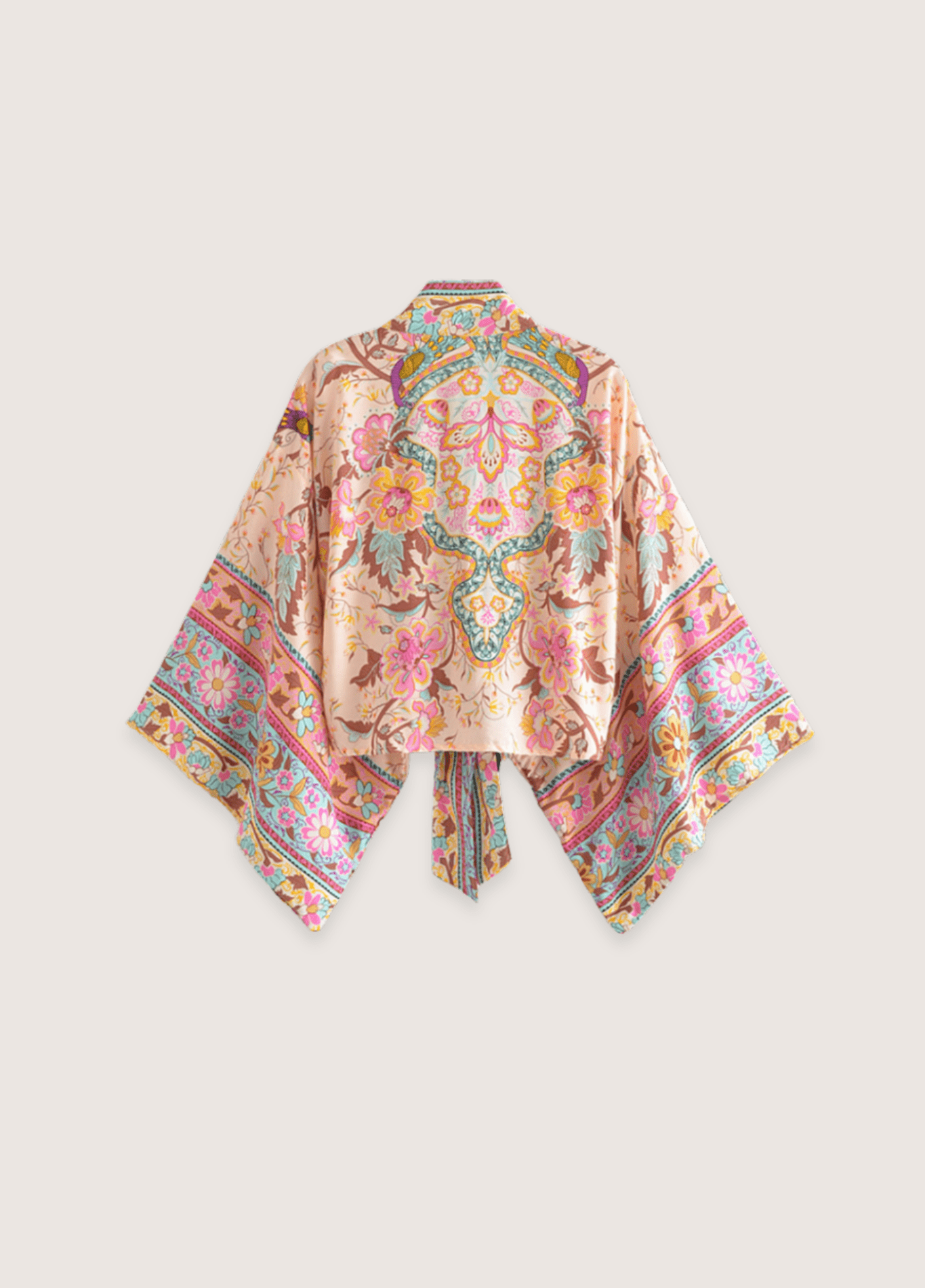 Kimono court femme coton floral rose/fleuri