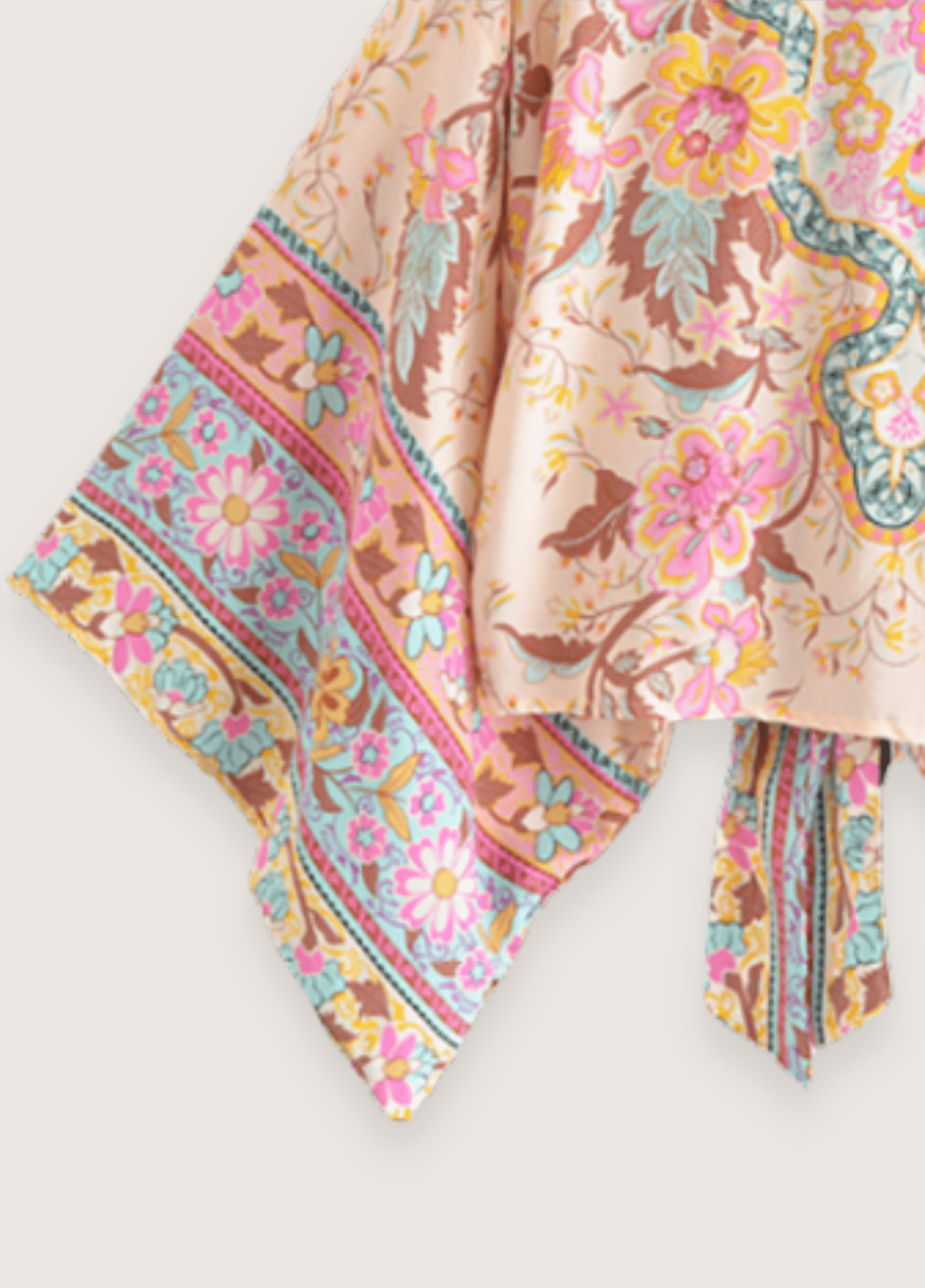 Kimono court femme coton floral rose/fleuri