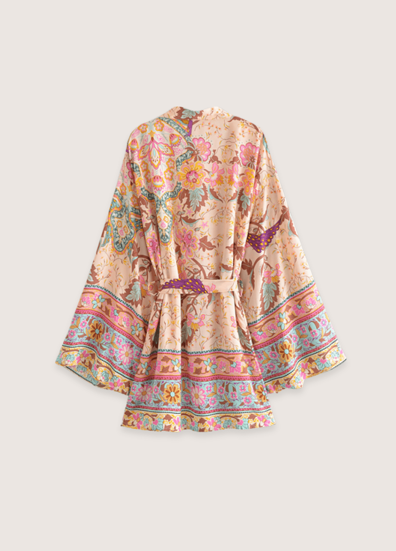 Kimono court femme coton floral rose (multicolore)
