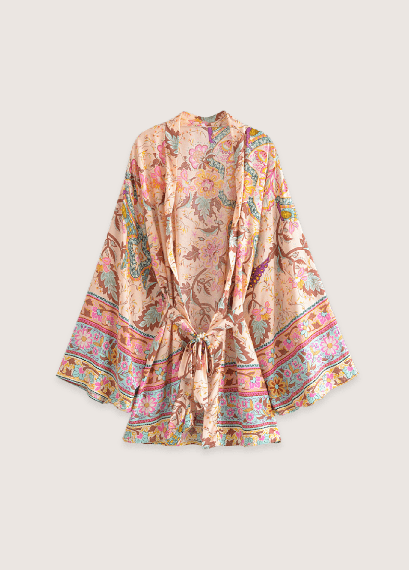 Kimono court femme coton floral rose (multicolore)