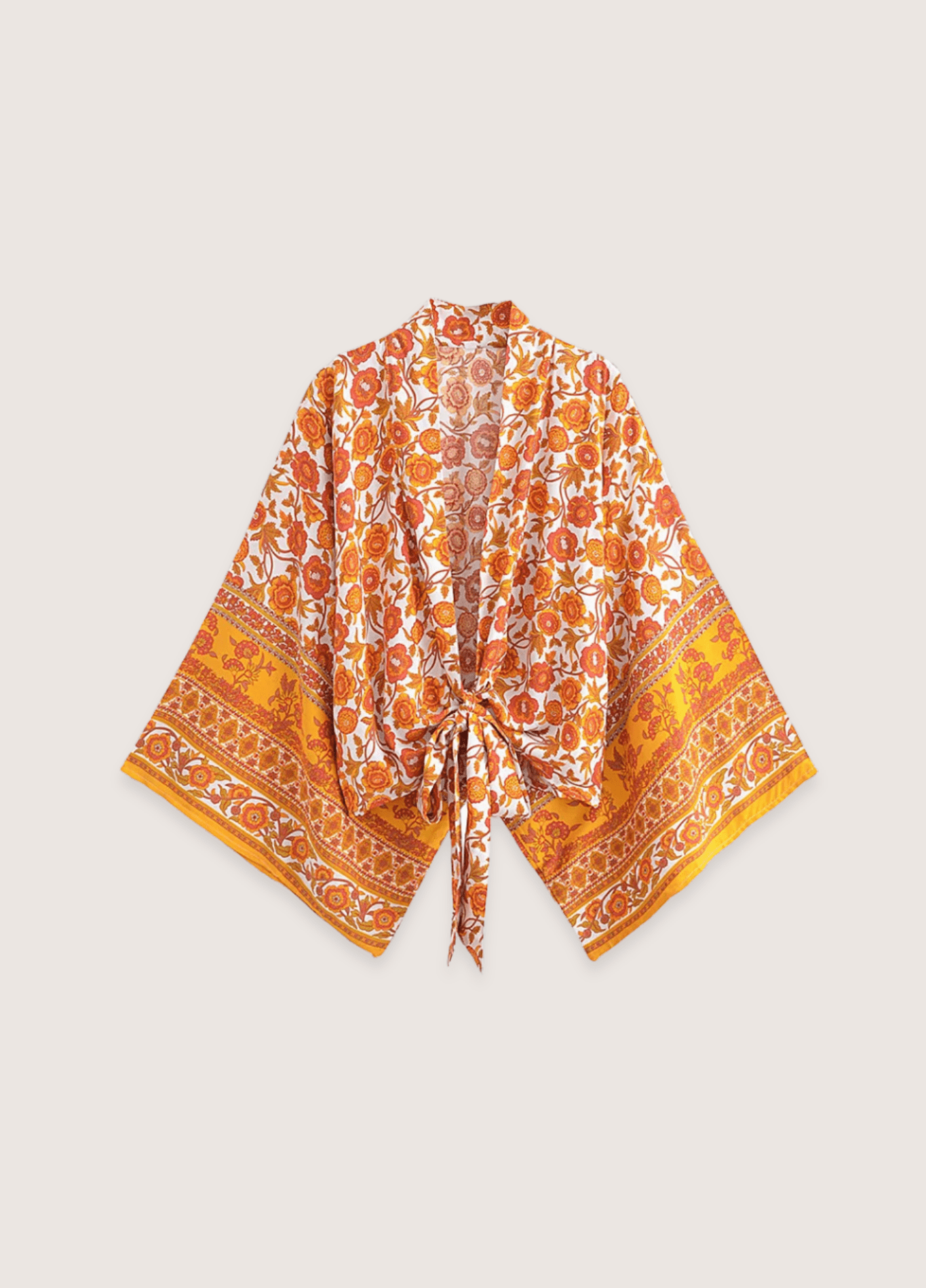 Kimono court femme viscose jaune