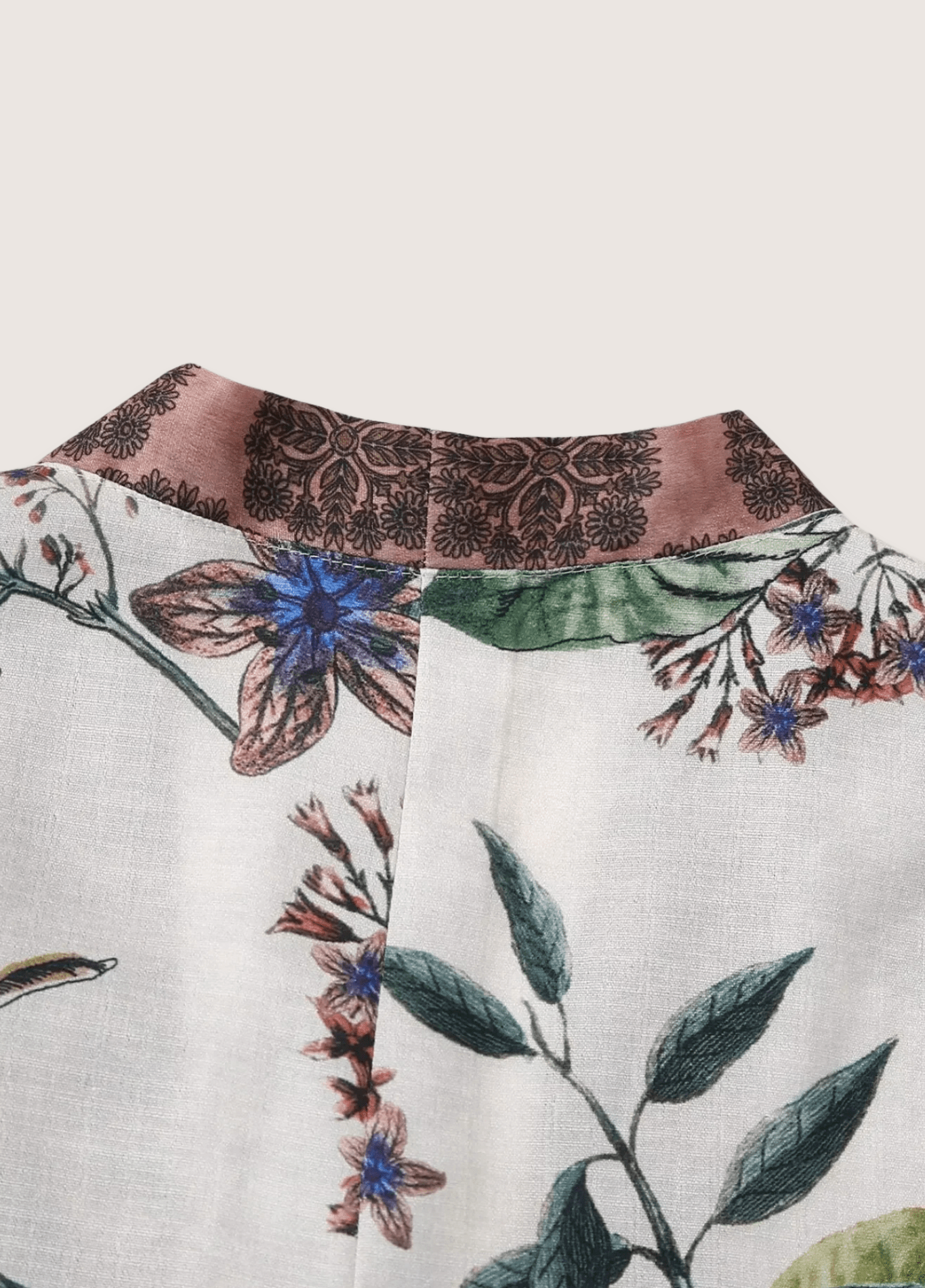 Kimono court femme motif pivoine blanc – Yoko