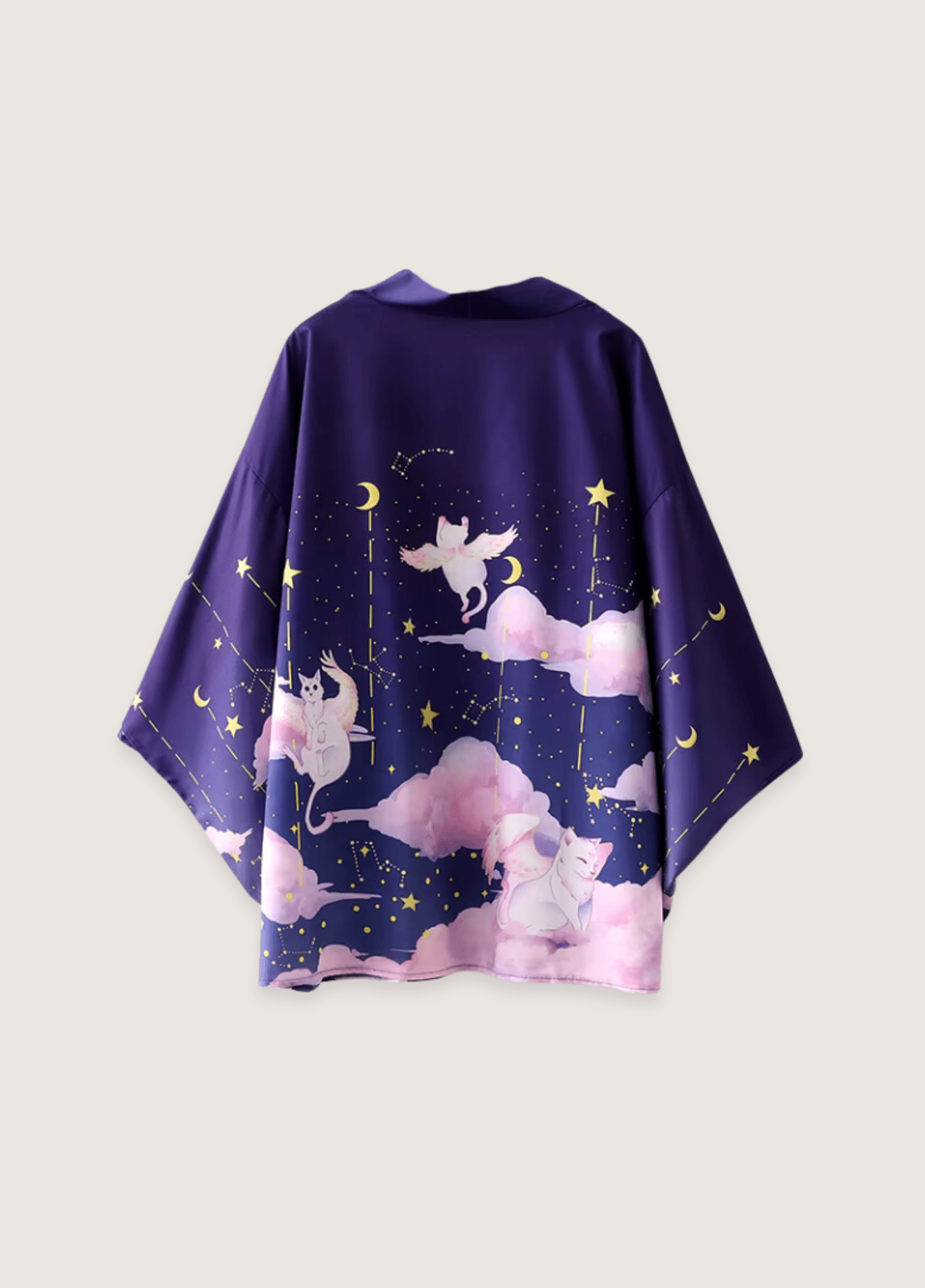 Kimono mixte motif chat violet – Félin Céleste