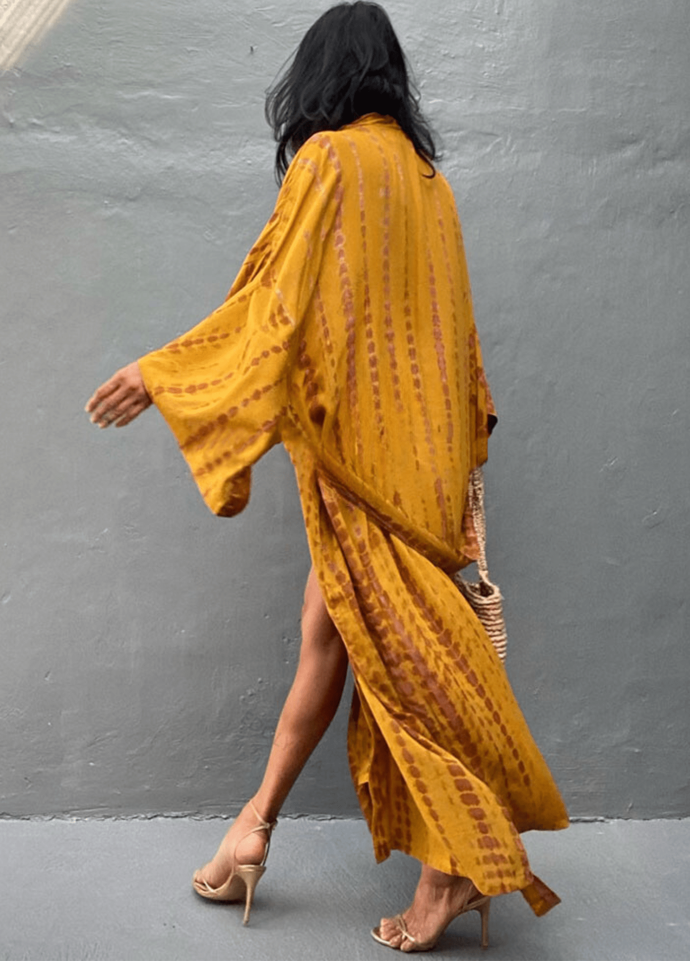 Kimono long femme viscose motif vague – Tie Dye