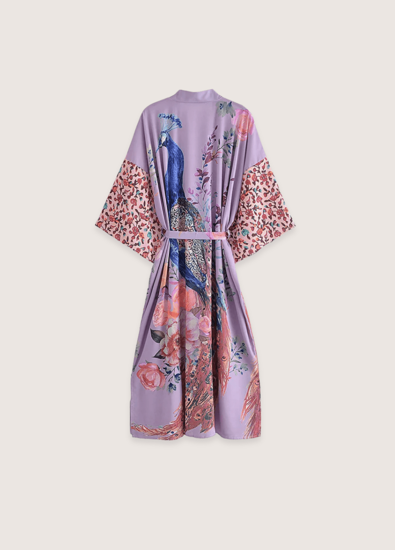 Kimono long femme motif paon violet – Murasaki