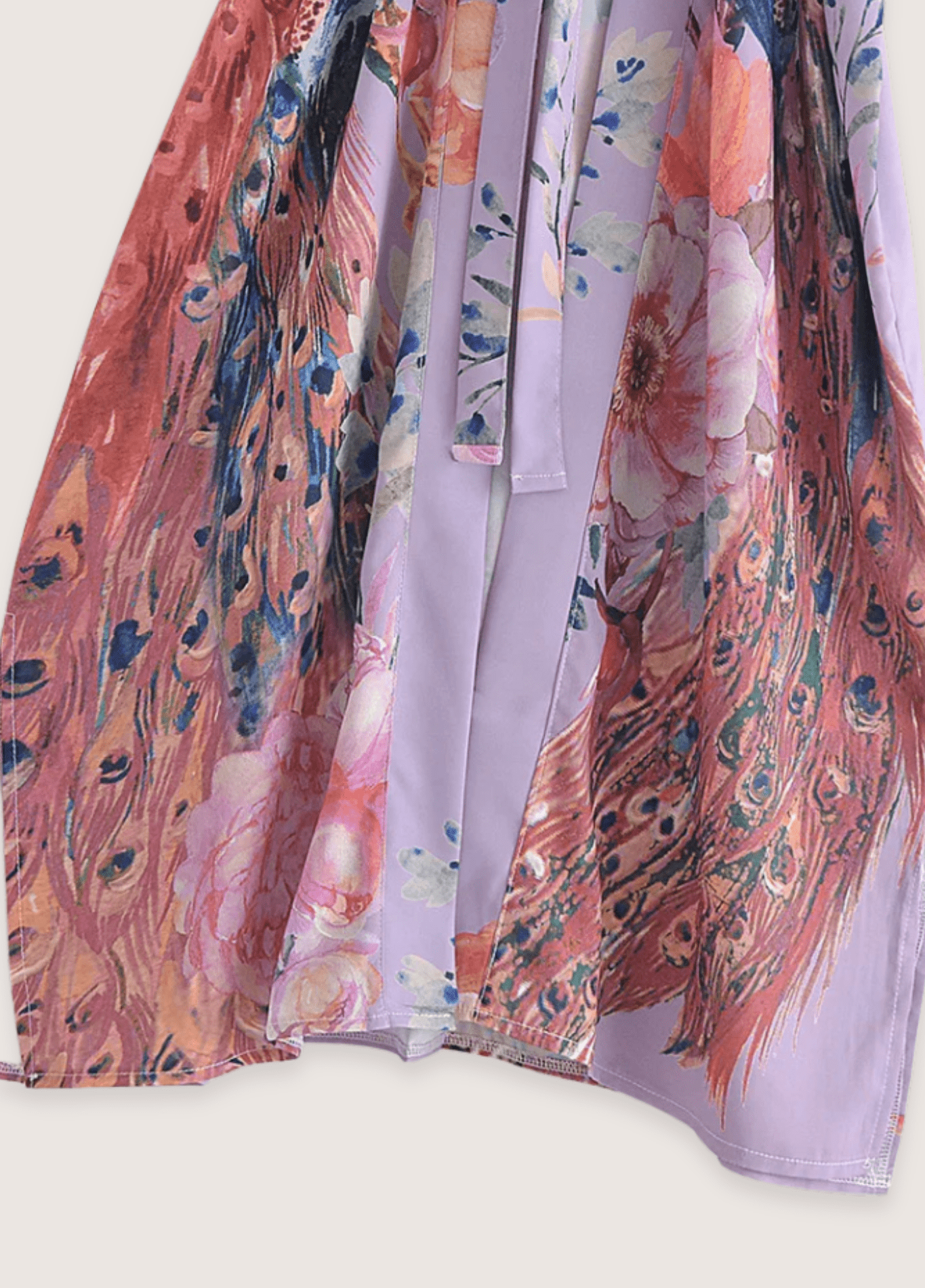 Kimono long femme motif paon violet – Murasaki