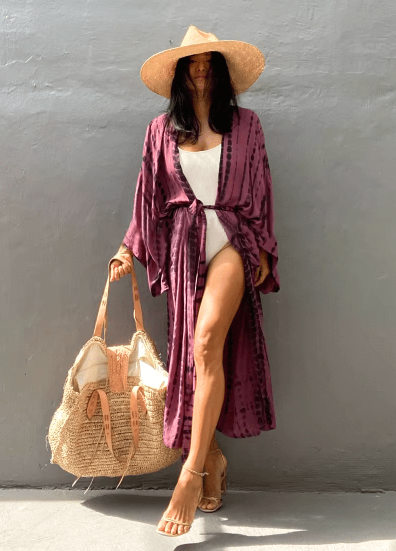 Kimono long femme viscose motif vague – Tie Dye