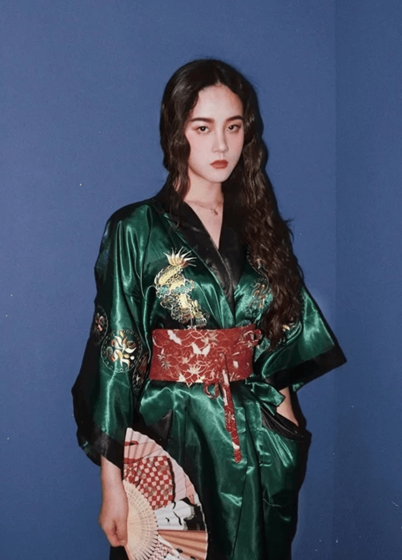 Kimono long femme soie motif dragon vert – Kinryū