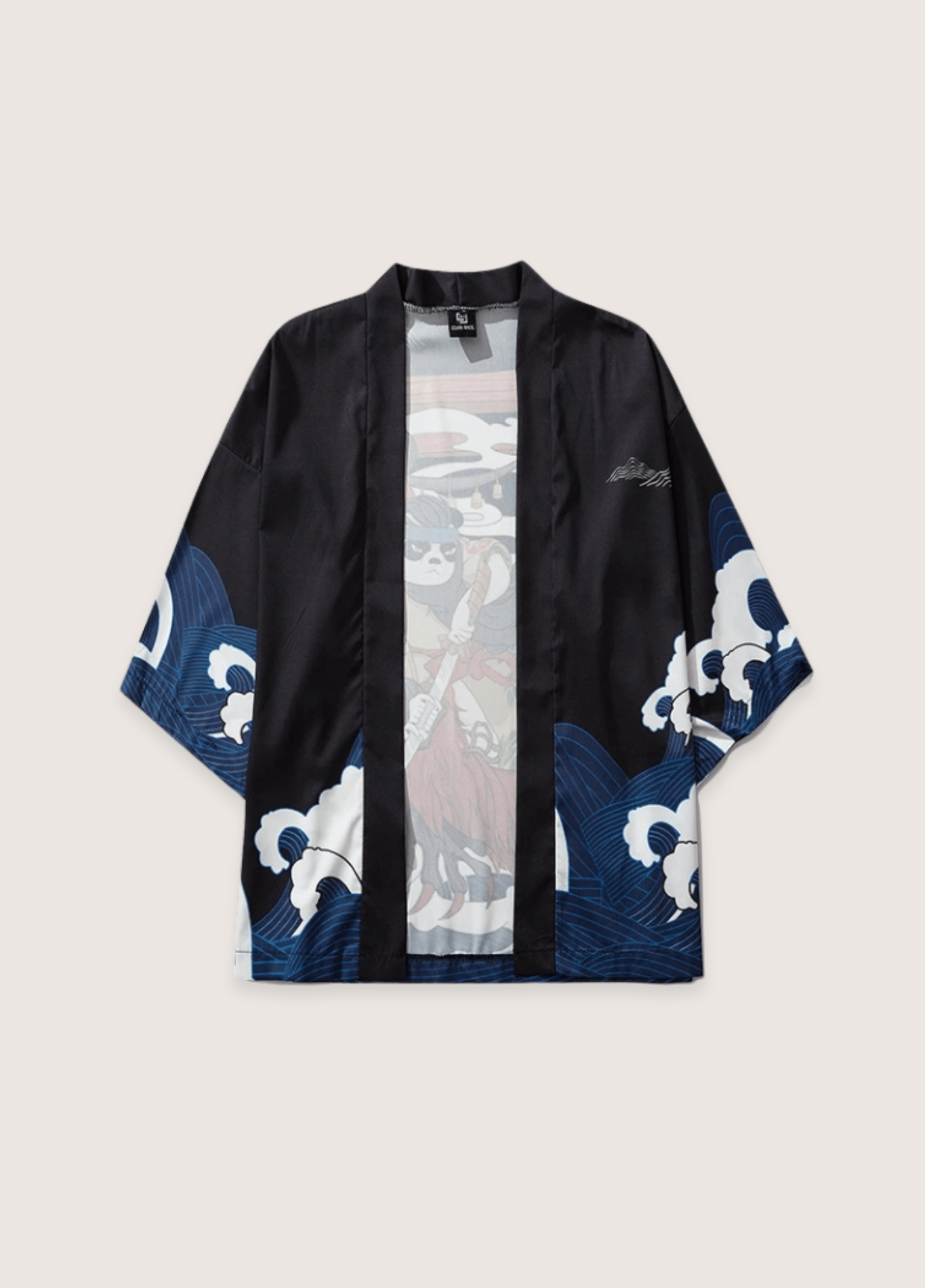 Kimono mixte motif vague noir (Édition Prestige)