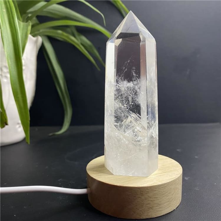 ATELIER-TIBET – Lampe de Chevet Pointe de Quartz Blanc – Lumière Pure & Énergie Cristalline