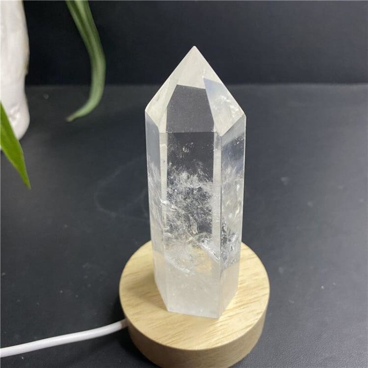 ATELIER-TIBET – Lampe de Chevet Pointe de Quartz Blanc – Lumière Pure & Énergie Cristalline