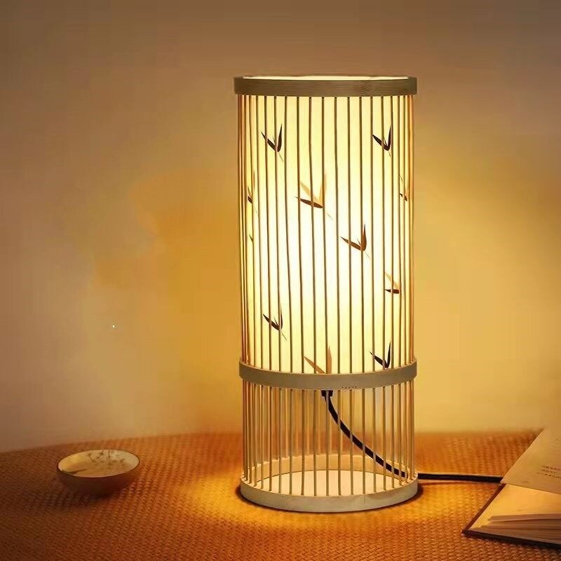 ATELIER-TIBET Lampe de Chevet Japonaise en Bambou Zen – Éclairage Doux & Ambiance Naturelle pour Chambre & Salon